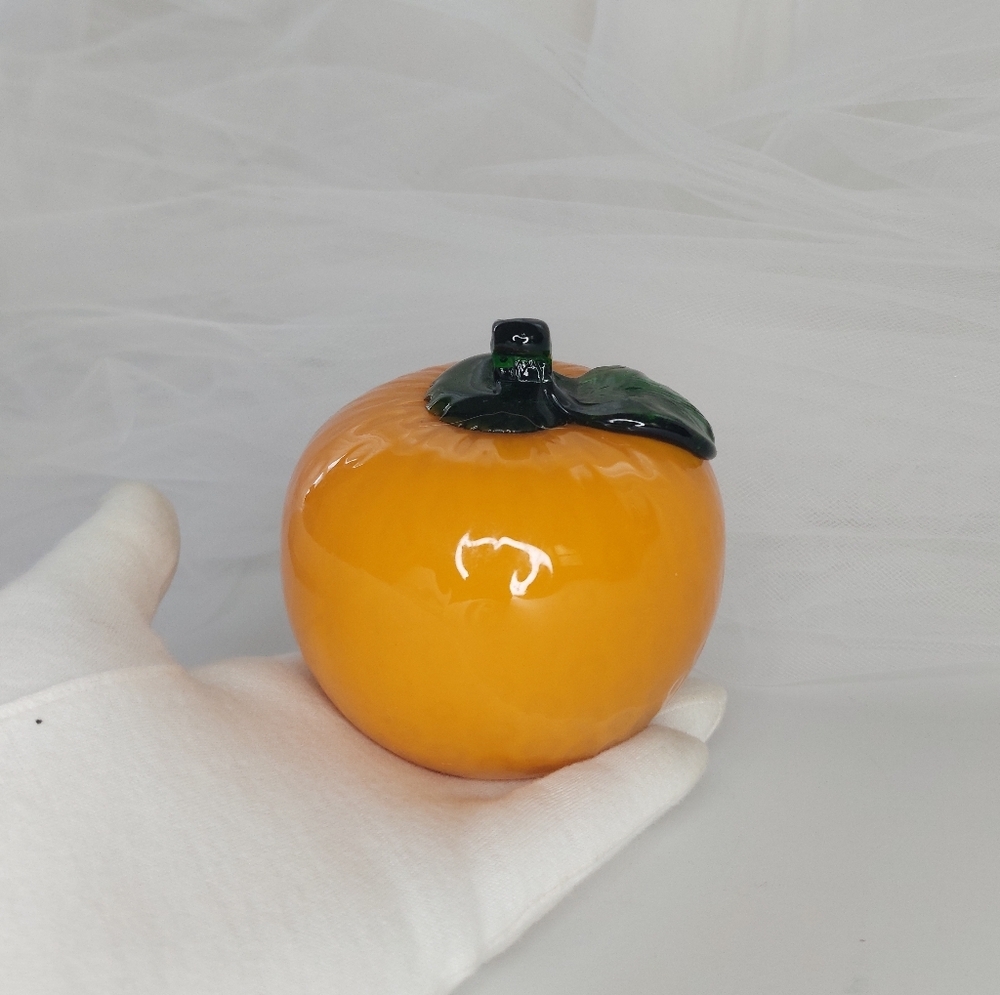 Orange Glass Art Figurine Fruit Bowl Filler